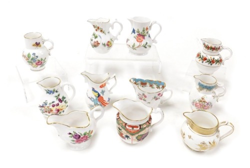 Eleven Royal Worcester porcelain historical commemorative jugs, printed marks, comprising Scratchcross, Wishbone, Chelsea Ewer, Sparrow Beak, Silver Shape, Ring-Neck, Poppy, Cabbage Leaf, Lamprey Cream, Grainger, and Cream.