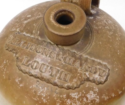 A late 19thC stoneware flagon, with cartouche marked Allisons & Hardy, Louth, twin tone, two gallon, 38cm high. - 2