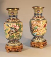 A pair of 20thC Chinese cloisonné baluster vases