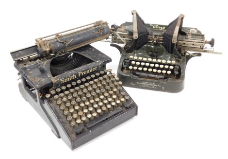 A vintage Oliver Standard Visible typewriter, number 9, together with a Smith Premier typewriter (2)