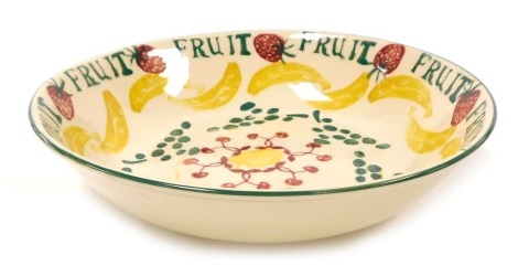 An Emma Bridgewater pottery fruit bowl, decorated with strawberries and bananas, 27.5cm wide.