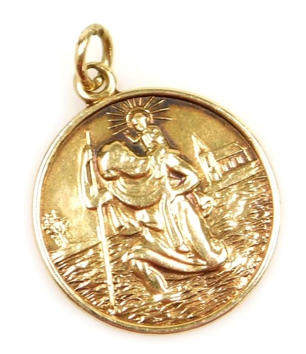 A 9ct gold St Christopher pendant, 4.1g.