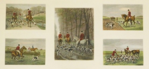 After Edward Algernon Douglas (British, 1850-1920). Hunting Incident, five image print, published by Arthur Ackermann, London 1899, 38.5cm x 66cm.