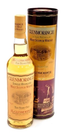 A bottle of Glenmorangie single highland malt scotch whisky, ten years old, cased.