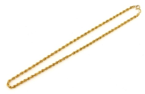 A 9ct gold rope twist neck chain, on a bolt ring clasp, 5.0g.