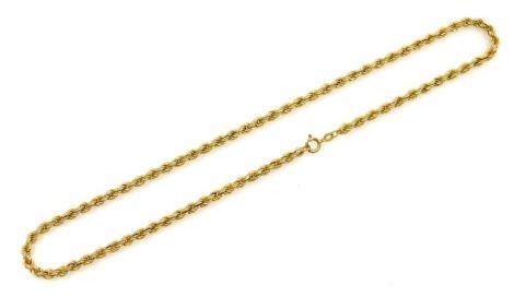 A 9ct gold rope twist neck chain, on a bolt ring clasp, 7.0g.