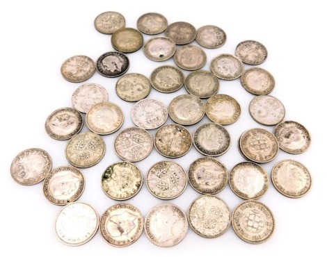 Victorian and later silver threepenny bits.