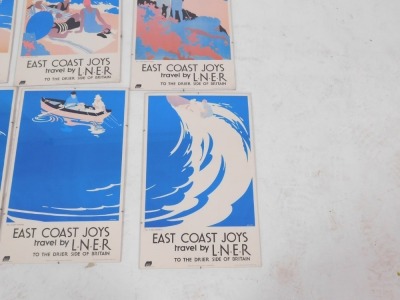 Six National Railway Museum LNER posters, after Tom Purvis, comprising Walking Tours, Sunbathing, Safe Sands, Sea Bathing, Sea Fishing, and Sea Sports, 63.5cm x 40.5cm. - 2