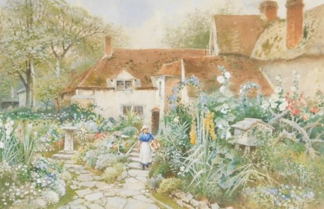 John Horner (British, b.1944). Cottage garden, watercolour, signed, 22cm x 34cm.