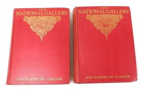 Hare (T. Leman, Ed). The National Gallery, One Hundred Plates in Colour, two vols, gilt tooled red cloth, published by TC & EC Jack, London 1909 and 1912.