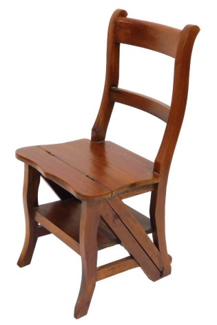 A Victorian mahogany metamorphic library chair, 43cm wide.