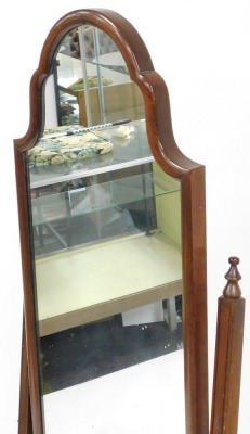 An Edwardian mahogany cheval mirror, raised on four cabriole legs, 162cm high. - 3