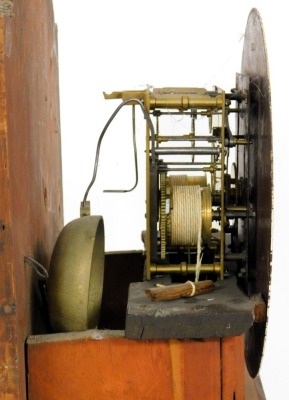 A 19thC Irish mahogany longcase clock, with arched door and plain base with plinth, the 30cm circular painted dial having Roman numerals, seconds ring and marked Jno. Prescott DUBLIN, eight day movement striking a bell, 200cm high. - 3