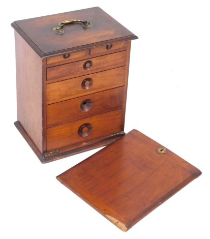 A Victorian mahogany collector's chest, of two short over four long graduated drawers, raised on a plinth base, 39.5cm high, 32cm wide, 24.5cm deep.