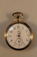 A gent's Omega gold plated pocket watch. (AF).