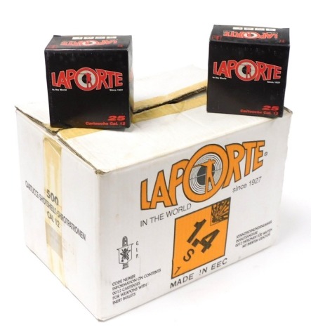 By Tender. Fourteen boxes of Laporte .12 calibre shotgun cartridges, together with a box containing nineteen cartridges. NB. A current valid Shotgun Certificate is required to view or purchase this lot. Tender bids must be submitted via the online biddin