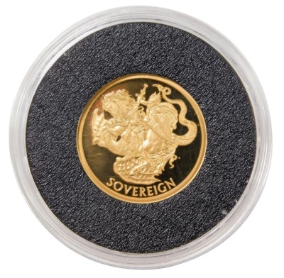 A gold proof St George and the Dragon full gold sovereign, dated 2021, in Harrington & Byrne case, 8.0g. - 2