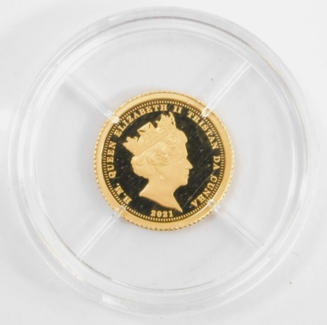 A St George and the Dragon gold proof £5 coin, with a certificate of authenticity, 0.5g.