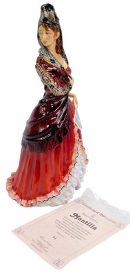 A Royal Doulton porcelain figure modelled as Mantilla, HN3192, limited edition number 94, with certificate.