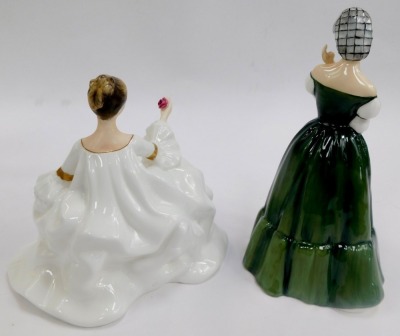 Four Royal Doulton porcelain figures, comprising Joan HN3217, Gillian HN3042, My Love HN2339, and Ninette HN2379. (1 AF) - 3