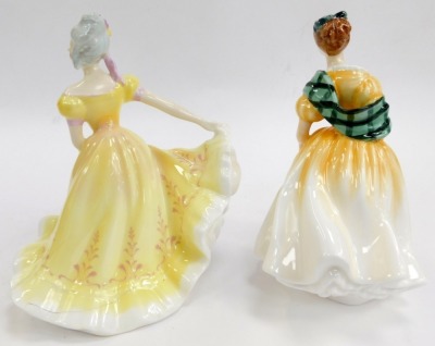 Four Royal Doulton porcelain figures, comprising Joan HN3217, Gillian HN3042, My Love HN2339, and Ninette HN2379. (1 AF) - 5