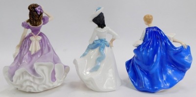 Three Royal Doulton porcelain figures, modelled as Margaret HN2397, Dulcie HN2305, and Bells Across the Valley HN4300. - 2