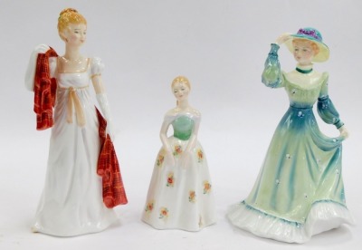 A group of Francesca Art China porcelain figures, comprising Emma, 22cm high, Nell by Robert Band, Beth by Michael Middling, Sarah by P Ansell, Charles II by Ivan Sutton, and Seaside by J Price. (6) - 4