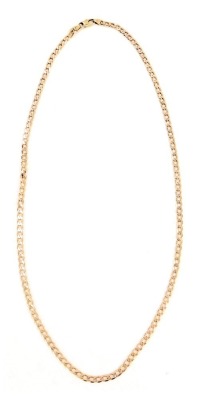 A 9ct gold flattened curb rose gold neck chain, 60cm long, 17.3g.