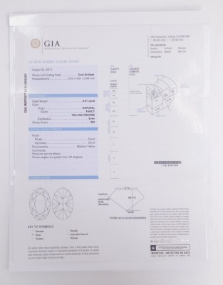 A fancy yellow orange diamond loose stone, with GIA certificate stating 0.51ct SI2. - 3