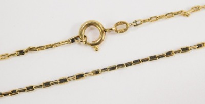 A box link neck chain, with bolt ring clasp, yellow metal stamped 375, 44cm long, 4.9g. - 2