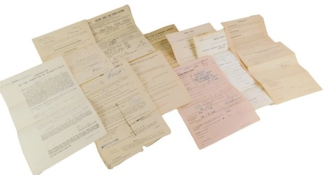 Navy and war related release papers, passing certificates, applications of report, for Officer Osbourn, Siemens, Wills and others. (a quantity)