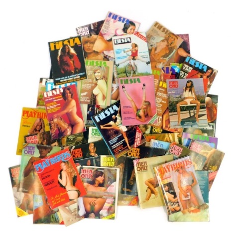 A group of vintage glamour magazines, to include Men Only, Fiesta, and others, late 70s and early 80s. (1 box)