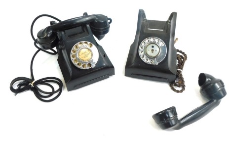 Two black Bakelite cased vintage telephones. (AF)