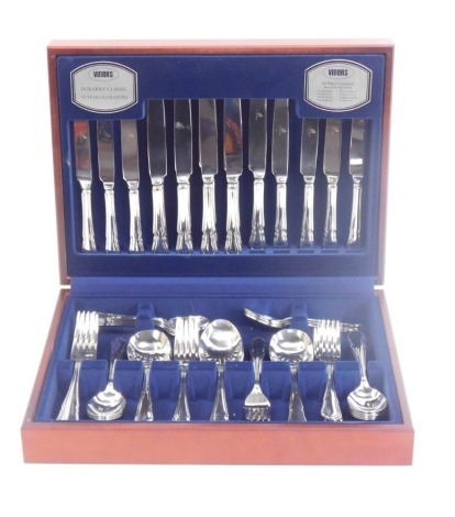 A Viners Dubarry Classic sixty piece canteen of cutlery, stainless steel, incomplete. (boxed)