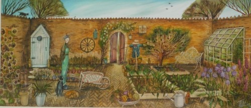 Joe Ramm (20thC School). The Walled Garden, limited edition artist proof, No 45/195, 30cm x 70cm, framed and glazed.