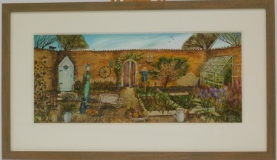 Joe Ramm (20thC School). The Walled Garden, limited edition artist proof, No 45/195, 30cm x 70cm, framed and glazed. - 2