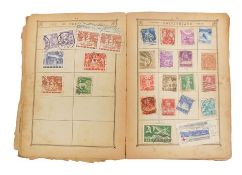 Philately. A Lincoln stamp album, enclosing contents of World postally worn stamps, including Prussia, German Empire, Iceland, Romania, and others. (1 album)