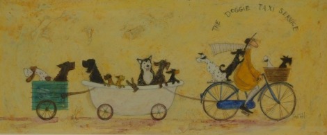 After Sam Tott. The Doggy Taxi Service, print, bearing a printed signature, 34cm x 84cm, framed and glazed.