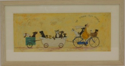 After Sam Tott. The Doggy Taxi Service, print, bearing a printed signature, 34cm x 84cm, framed and glazed. - 2