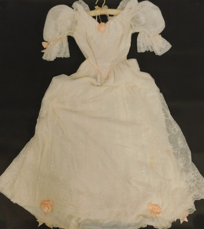 An Endymion wedding dress, with lace overlay, floral decorated, boxed.