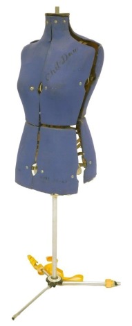 An Adjustrform Products Ltd dress maker's mannequin, in blue.