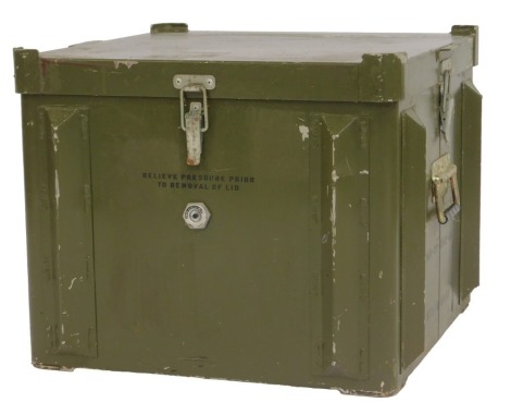 A military restricted container, possibly for food, 45cm high.