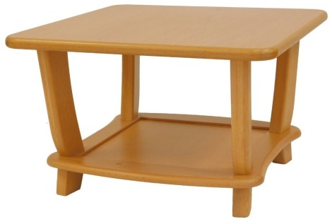 A contemporary oak two-tier occasional table, 44cm high, the top 67cm x 67cm.