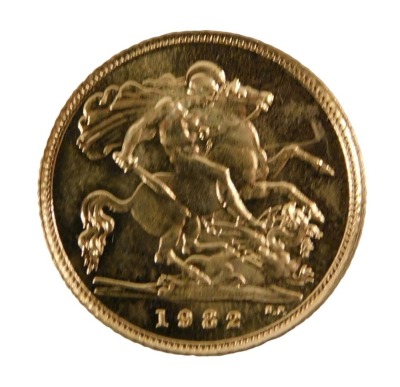 An Elizabeth II half gold sovereign, dated 1982.