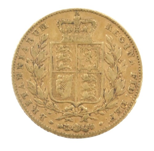 A Queen Victoria young head shield back full gold sovereign, dated 1842.