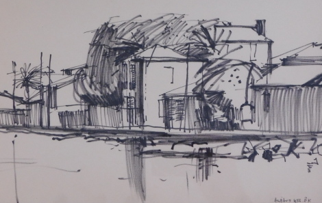 Bernard Kay (1927-2021). Antibes, drawing, initialled, titled, dated 1956, 19cm x 30cm.