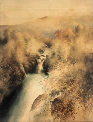 George Horton. Waterfall, watercolour, 55cm x 41cm.