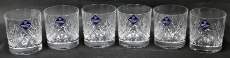 A boxed set of six Edinburgh crystal tumblers.