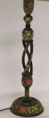 A 20thC painted Damascusware table lamp, with pierced column and domed base, decorated overall with flowers and leaves, etc., 50cm high. - 2