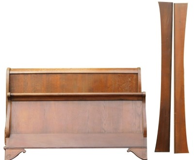 A French double sleigh bed, with shaped sides, on bracket feet, 149cm wide. (AF)